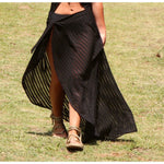 Black Stripe Chiffon Wrap Skirt Skirt Bella Ciao 